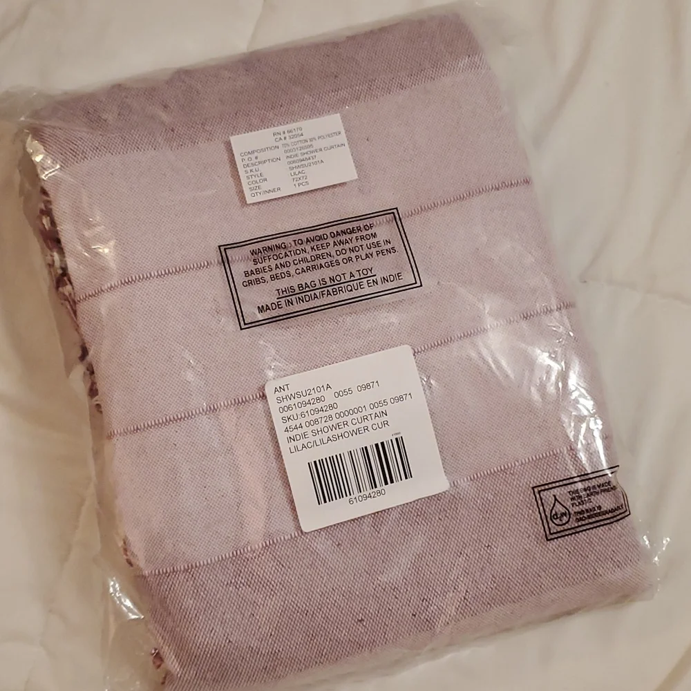 Anthropologie Woven Indie Shower Curtain- lilac